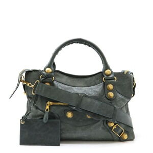 BALENCIAGA The Giant City handbag editors bag Shoulder green gray